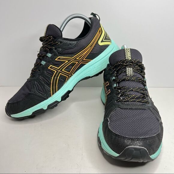 Asics Gel Venture 7 Running Shoes in Black Orange Pop 9 Wide - Picture 1 of 9